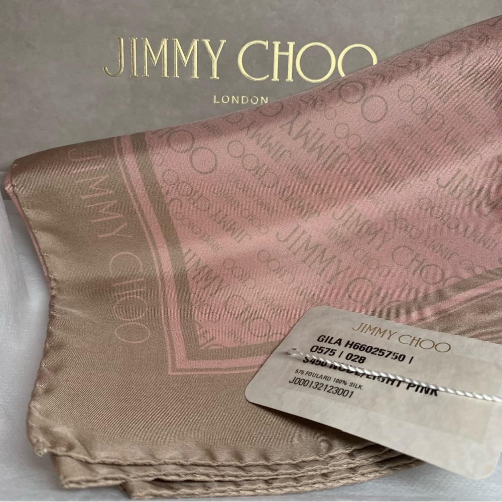 With Box Jimmy Choo Blush and Beige Silk Scarf